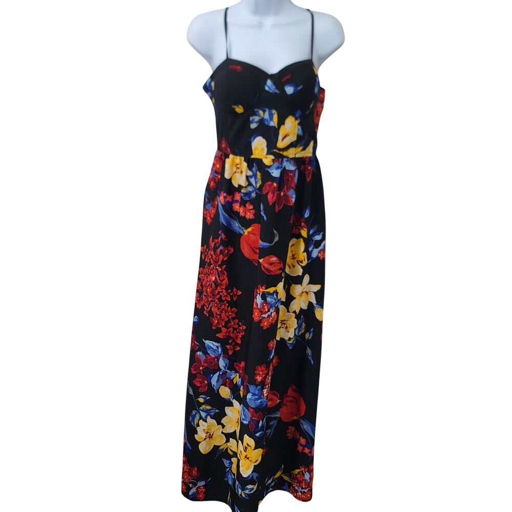 Band of Gypsies black floral maxi dress Size Medium resortwear vacation party - Picture 3 of 10